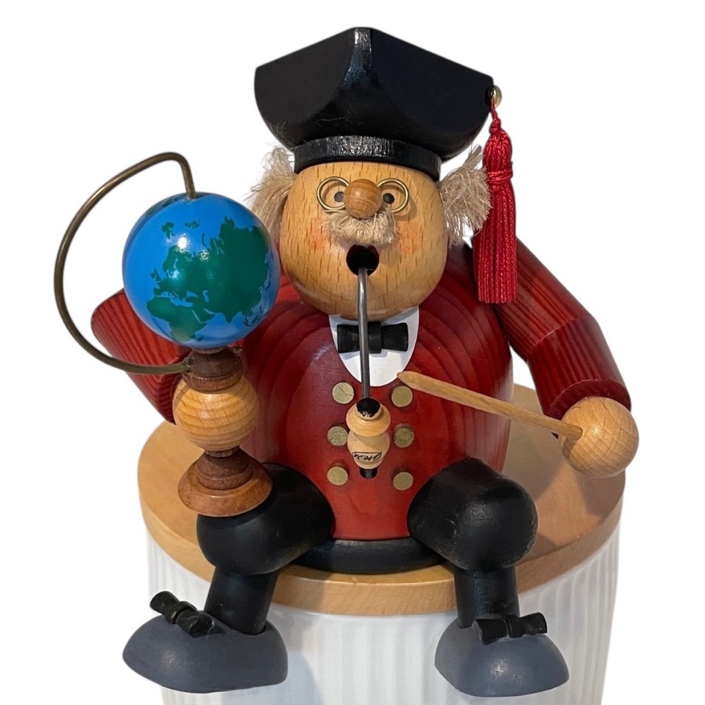 KWO German Incense Smoker Professor 6” Handmade Wood Erzgebirge Figure